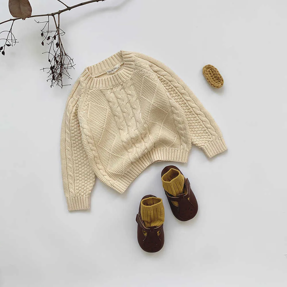 Kids Baby Boys&Girls Sweaters Teddle Baby Girls Pullover Vintage Knitted Tops Casual Children's Clothing BB188 Y1024