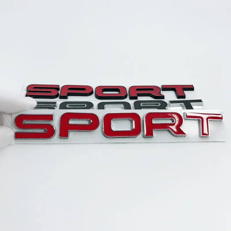 Sport Lettres Métal Alliage Chrome Carte de voiture Emblème Badge Sticker Auto Extérieur Décoration Décoration Logo pour Terrain Range Rover