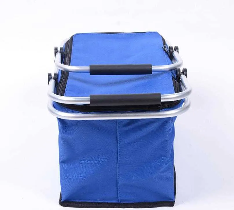 Portable Picnic Lunch Bag Ice Cooler Box Storage Travel Basket Cooler Cool Hamper Shopping Basket Bag Box SN2067