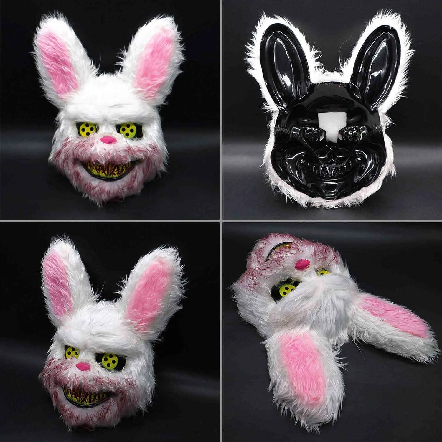 Gruseliger blutiger Hase Wolf Bär Plüschmaske Halloween Party Cosplay Kostüm Requisiten Gruseliger Kopf für Kinder Erwachsene