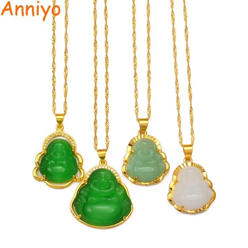 Pendant Necklaces Anniyo Buddha Women Gold Color Amulet Chinese Style Maitreya Necklace Jewelry Drop #001536332N