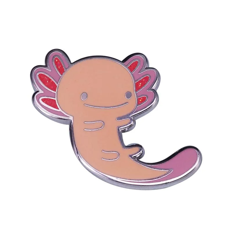 Perni Spille Kawaii Axolotl Spilla smaltata Spilla pesce esagonale Distintivo anfibio Gioielli di animali marini2880