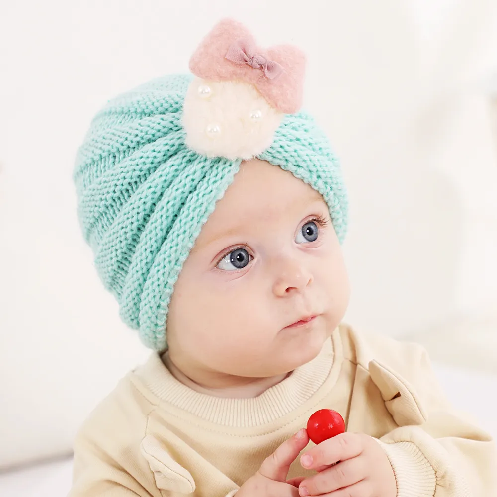 / lote Novo bebê Knied Turbante crianças meninas meninos outono inverno quente mochila manchas tampão para crianças morango arcos chapéu headband