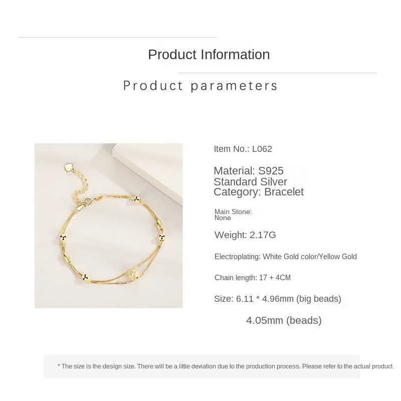 Gioielli coreani s925 argento semplice braccialetto zircone donna039 versione di moda a doppio strato regalo di nozze38312983069058
