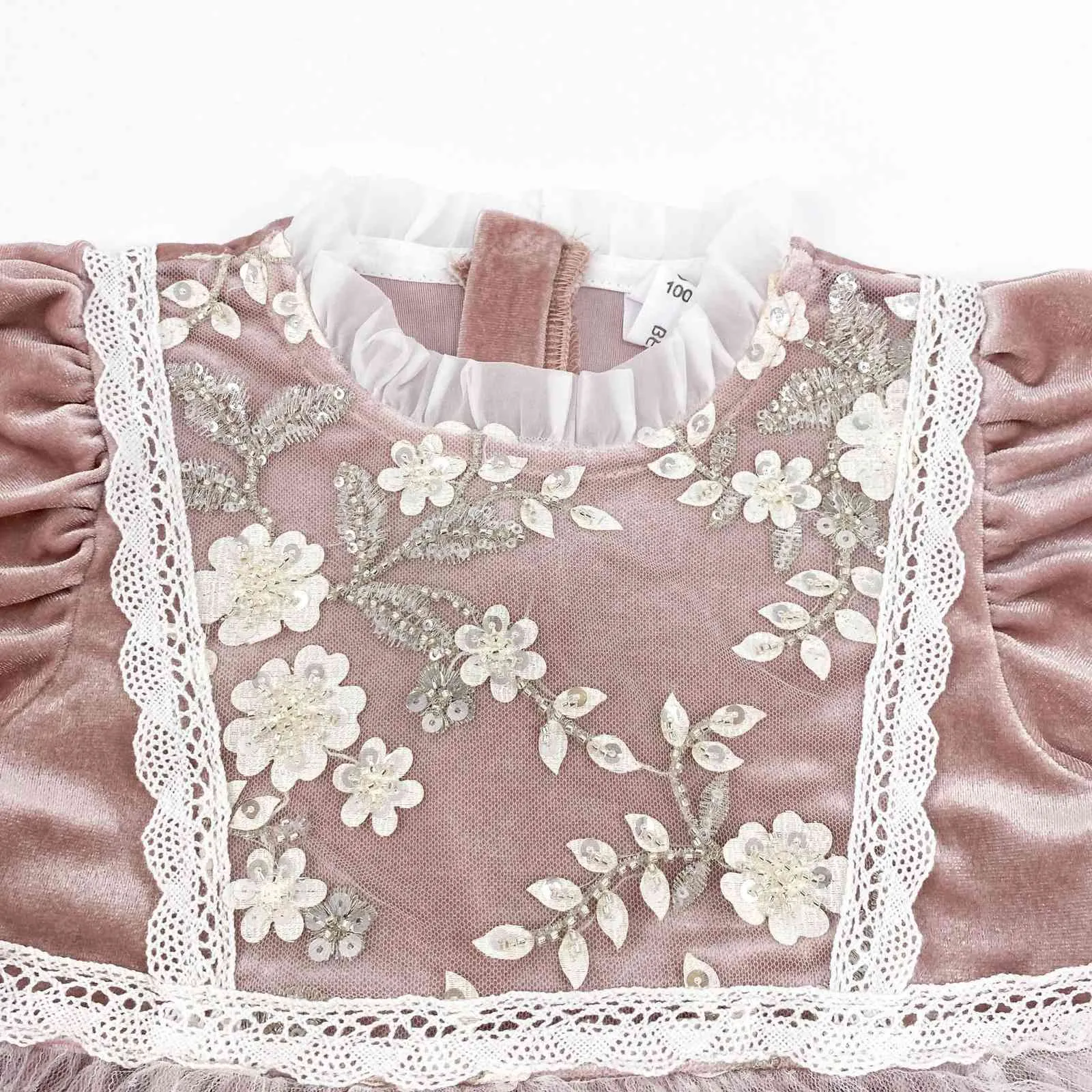 Autunno carino neonate maglia di velluto abiti da principessa 1-6 anni vestito da festa di moda ragazza 210508