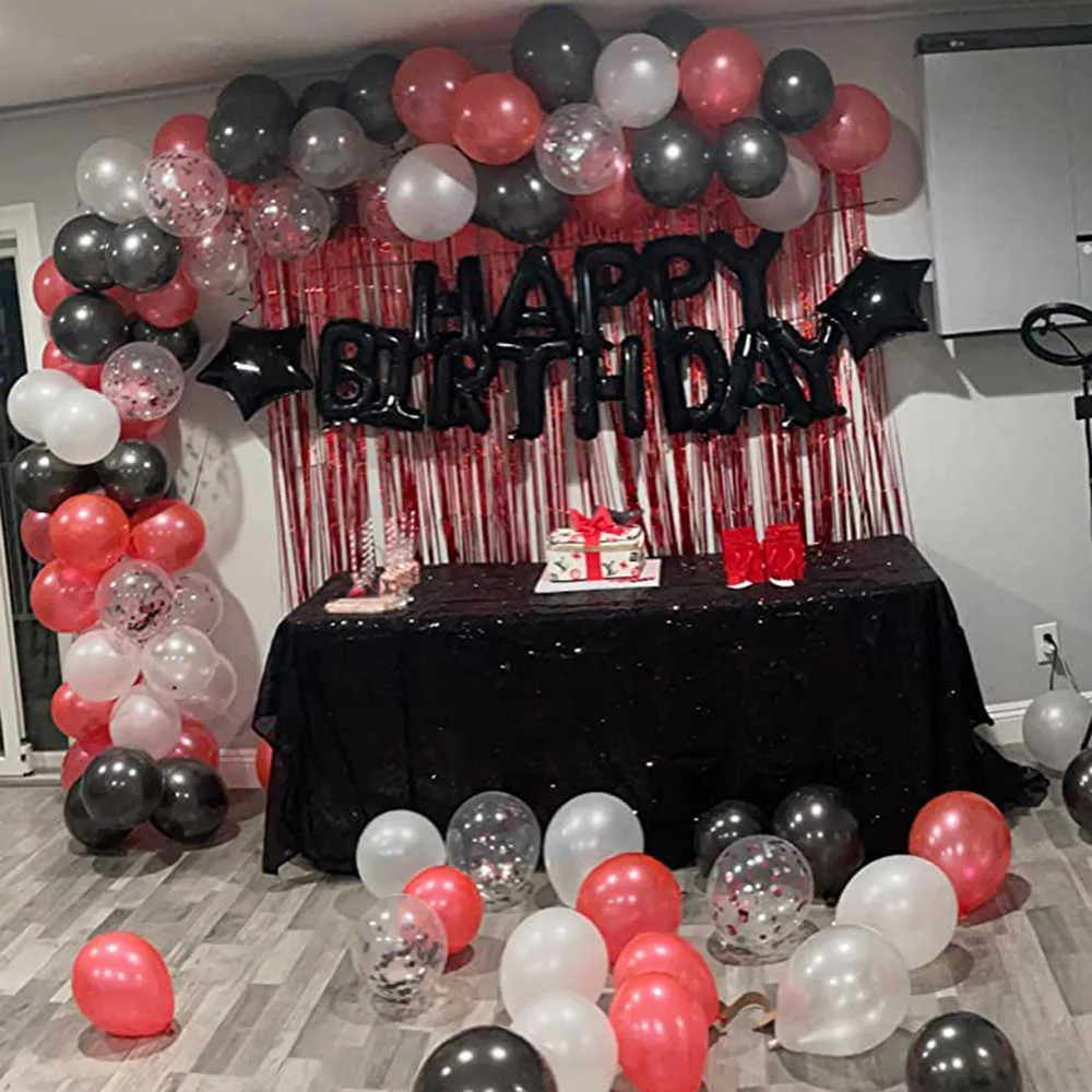 / cirkusfödelsedag ballonger båge krans kit svart röd vit ballonger konfetti ballonger födelsedagsfest dekoration y0929