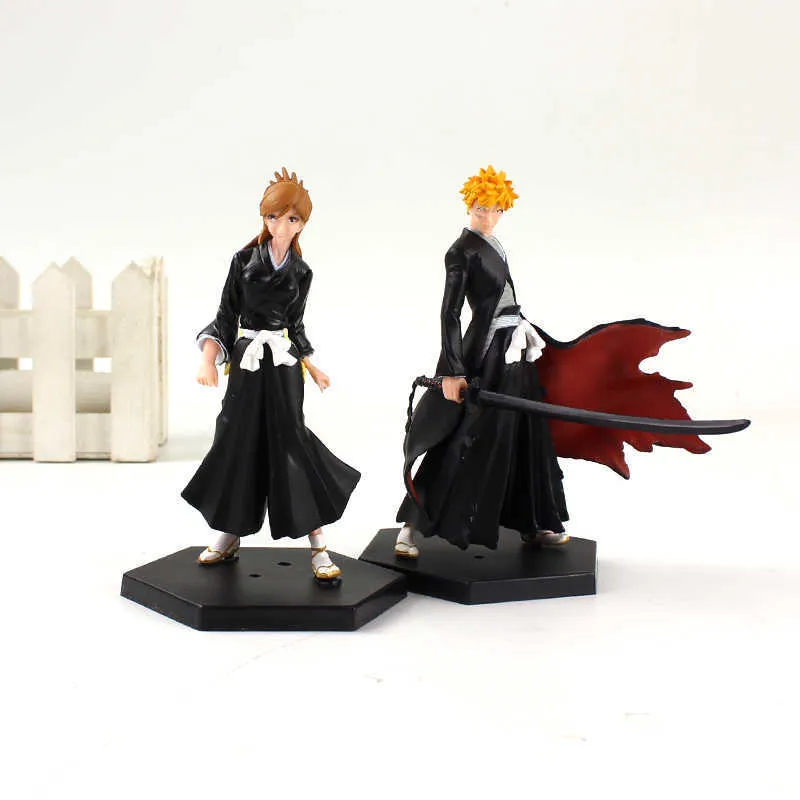 lot 12cm Bleach -figuren Ichigo Kurosaki Kuchiki Byakuya Inoue Orihime Abarai Anime Model Toys Q07229762859