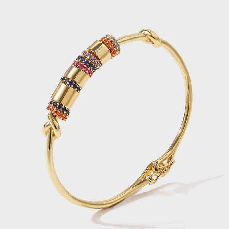 Design criativo da moda feminina multicolor cz cúbico zircônia zircão pulseiras para mulheres moda cor ouro metal pulseiras de cobre