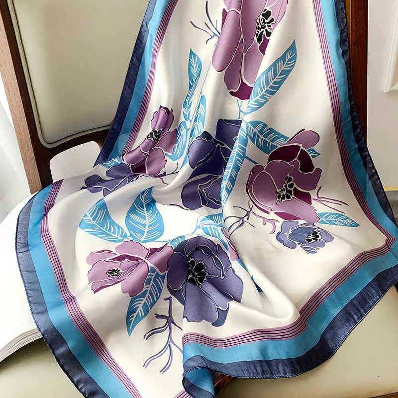 2020 Luxury Travel Shawl Spring and Autumn Women's Fashion Large Square Scarf Lady Beach Silk Scarf Ny stil Utskrift Headscarf Y1108