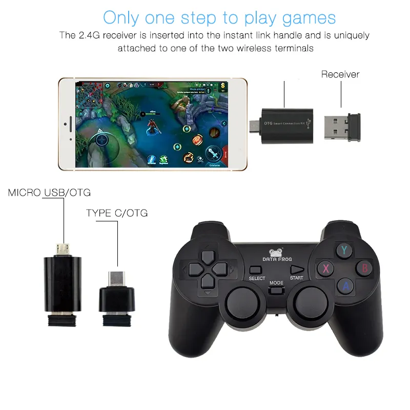 Podwójny 24G bezprzewodowy kontroler gier dla Android Smart Phone Joystick Gamepad na PC Dual Controller4297958