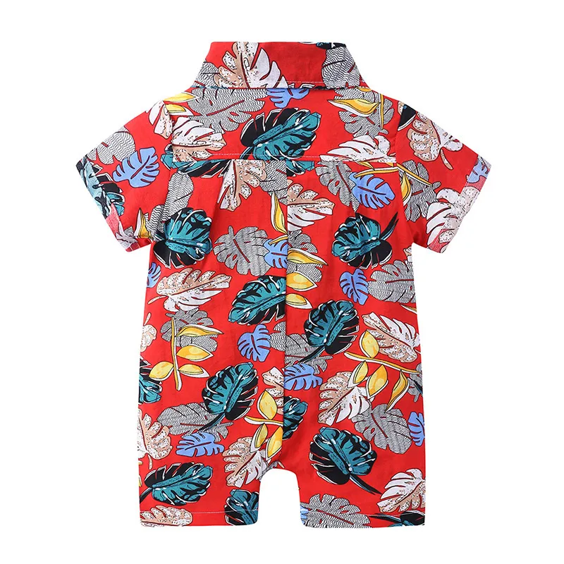 Beach Floral Baby Boys Pagliaccetto Summer Pagliaccetti a maniche corte Abbigliamento bambini Tuta Tuxedo 210413