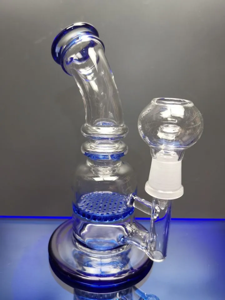 Small oil dab rigs hookahs thick honeycomb percolator glass bong 14.4mm joint water pipes with nail dome cheechshop