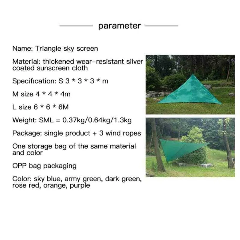 Anti-UV-wasserdichter Sonnensegel-Schutz-Dreieck-Sonnenschutz-Schutz 98% UV-Block-Garten-Terrassen-Überdachung-Pool-Schatten-Tuch Y0706