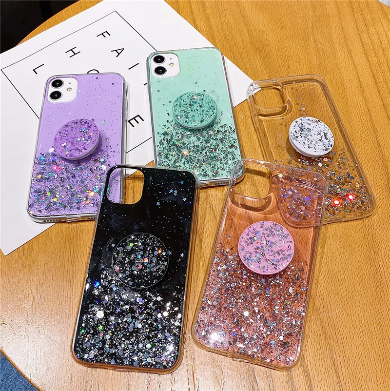 Clear Bling Case Voor Samsung Galaxy S21 Ultra S20 FE S10 Plus Note 20 10 Lite A12 A32 A52 a72 5G A71 A51 A21S M51 Met Standaard Holde1615200