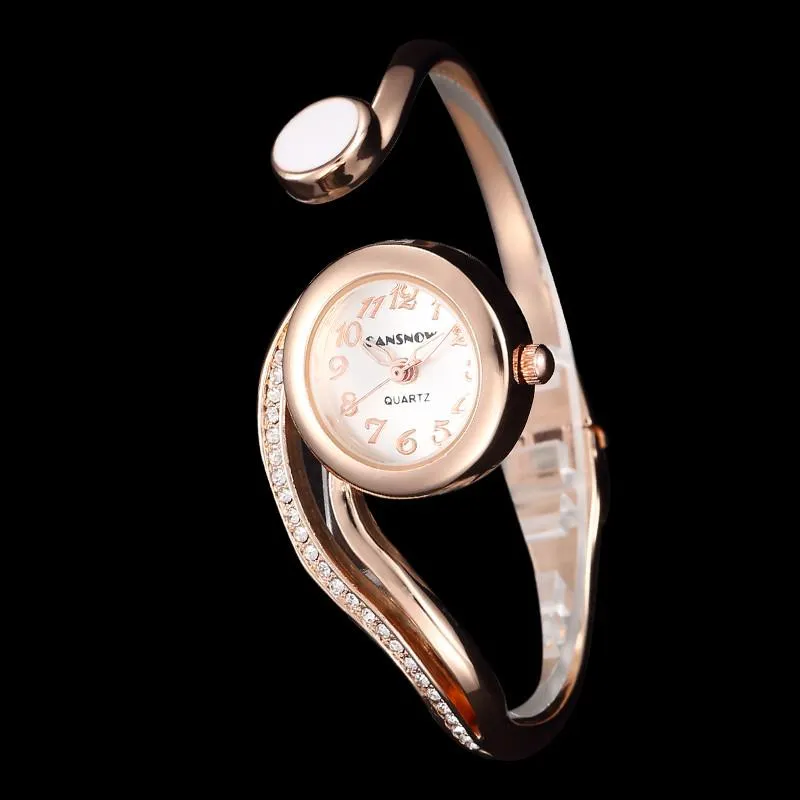 Horloges Horloge Voor Vrouwen 2021 Dames 18K Gouden Edelsteen Uniek Ontwerp Quartz Horloges Manchet Bangle Klok Zegarek Damski228l