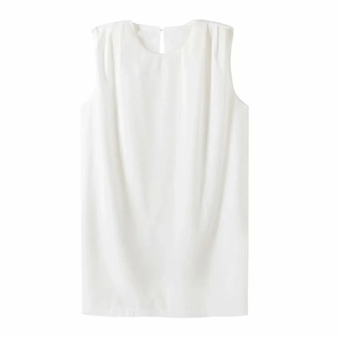 abito senza maniche vintage bianco corto dritto donna casual estate autunno mini abito da festa 210427