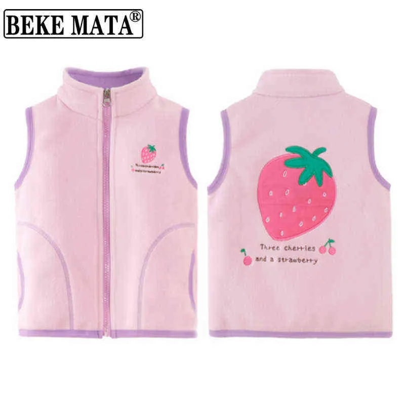 Gilet d'enfants pour garçons printemps enfant en bas âge garçon gilet sans manches chaud polaire petite fille veste unisexe dessin animé enfants vêtements d'extérieur 211203