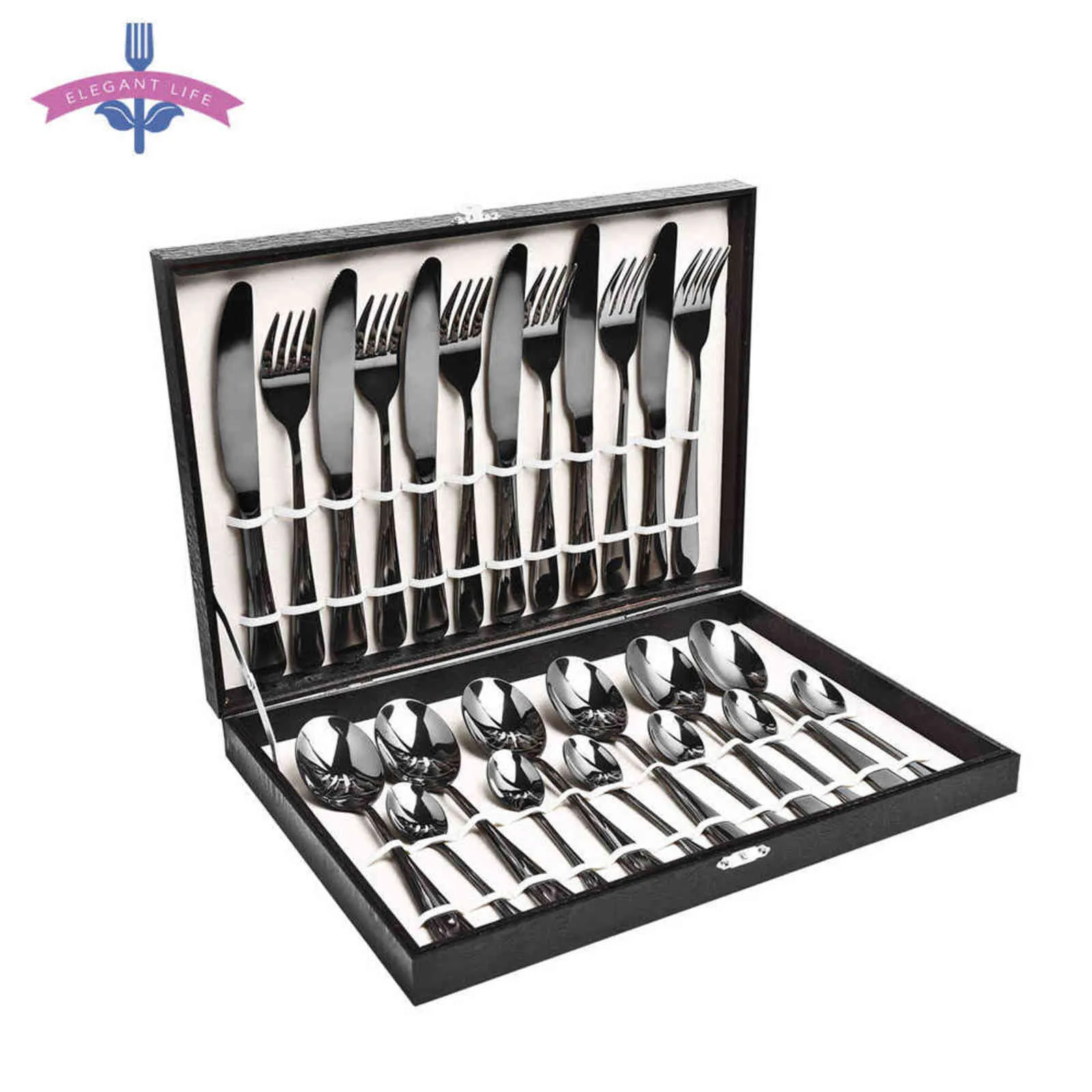 Cutlery Set Dinner Set Tableware 18/10 Stainless Steel Gold Silver Rainbow Black Dropshiping US PL ES BE RU IL 211112