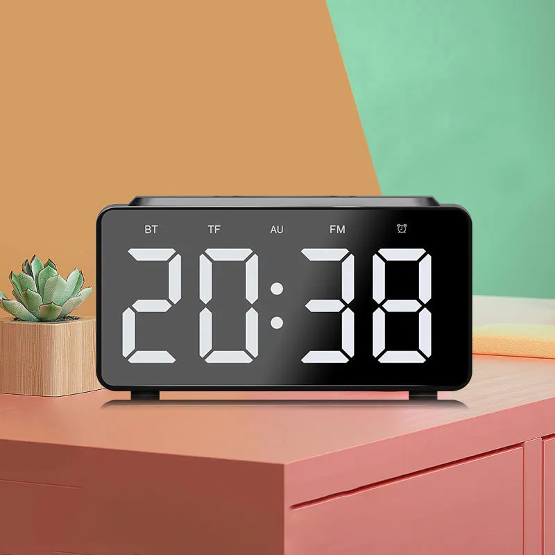 Wireless Charger Alarm Clock Bluetooth Speaker LED Smart Digital Table Electronic Desktop Clocks Fm Radio USB Fast Charging8356351