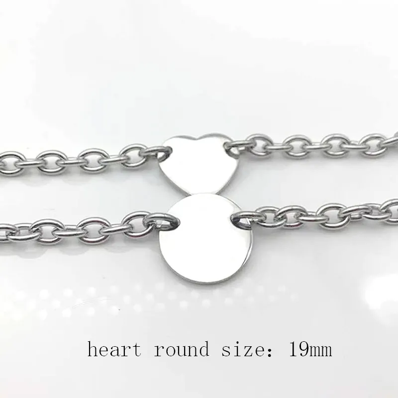 round heart bracelet women stainless steel fashion chain on hand A set of packaging couple jewelry Gift for girlfriend Valentine Day wholesale