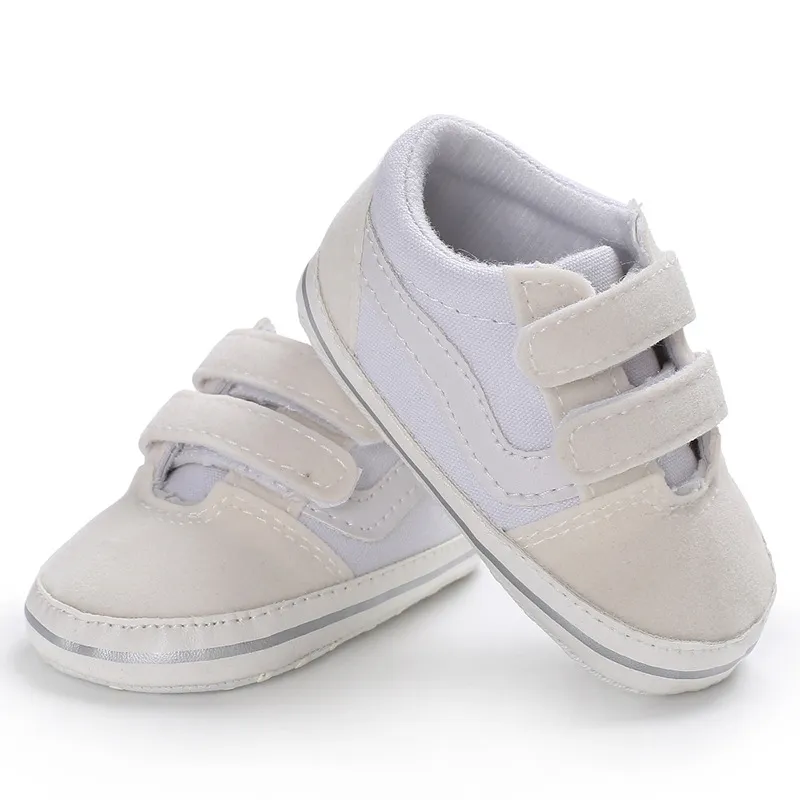 Belle nouveau-né bébé fille garçon semelle souple chaussure anti-dérapant toile baskets formateurs Prewalker noir blanc 0-18M
