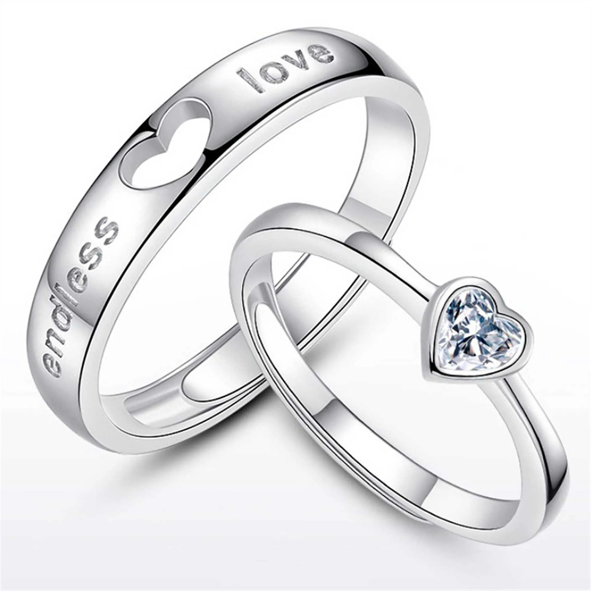 Heren ringen kristal paar ring paar mannen vrouwen verzilverd eenvoudige liefde dame cluster stijlen band