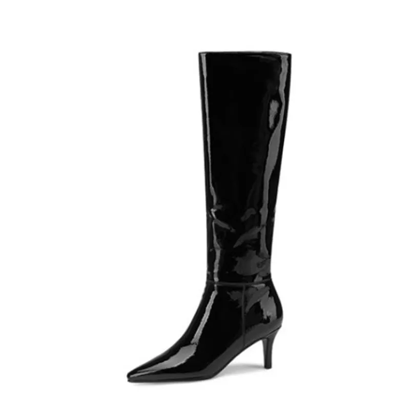 Plus Größe 32-40 Frauen High Heel Stiefel Echt Leder Sexy Kniehohe Stiefel Damen Winter Schuhe Frau Party schuhe