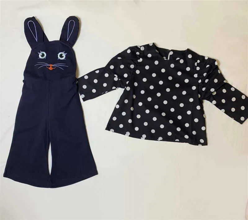Çocuklar Kız Komik Kedi Tulum ve Maç Bluz Süper Sevimli Yürüyor Bahar Giysileri Şık Çocuk Giyim 210619