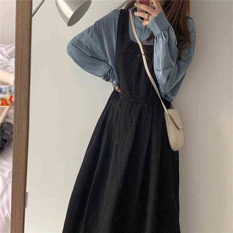 Sleeveless Dress Women Korean Black Sexy Female Long Dresses Chic All-match Newly Simple Temperament Elegant Pure Teenagers Ins G1214