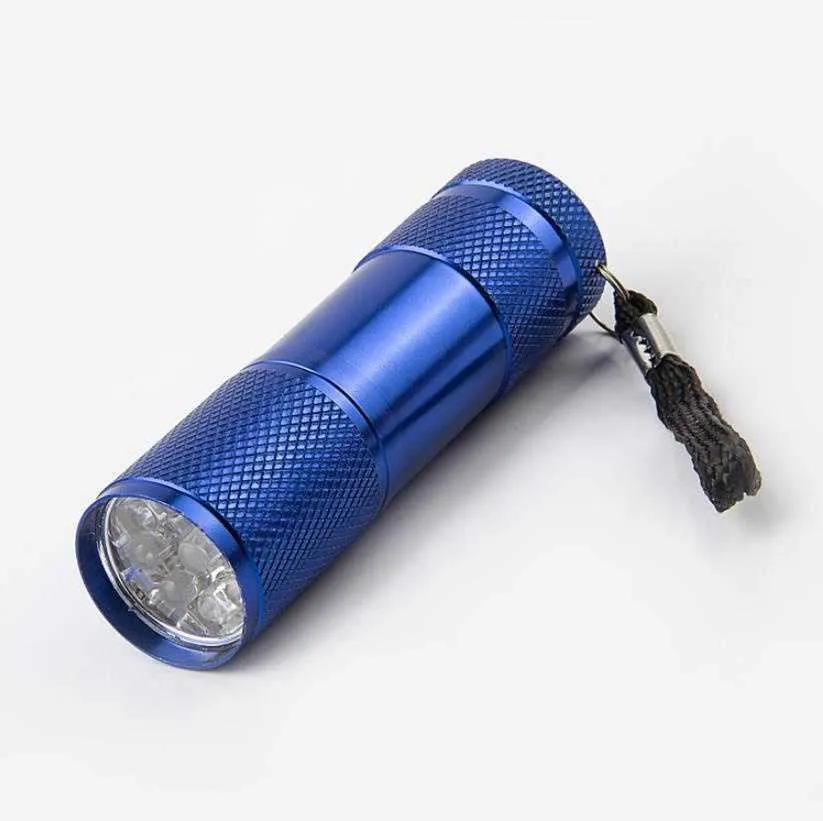 Mini Portable UV Ultra Violet Blacklight 9 LED Flashlight Torch Light Lamp