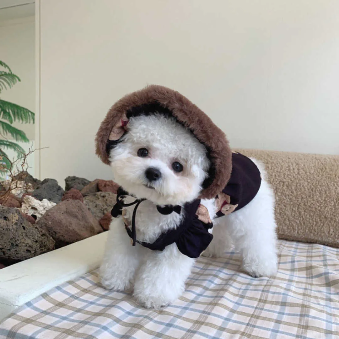 INS stile primavera coreana simpatico orso bretella Bichon Teddy gonna vestiti animali domestici vestito cani di piccola taglia