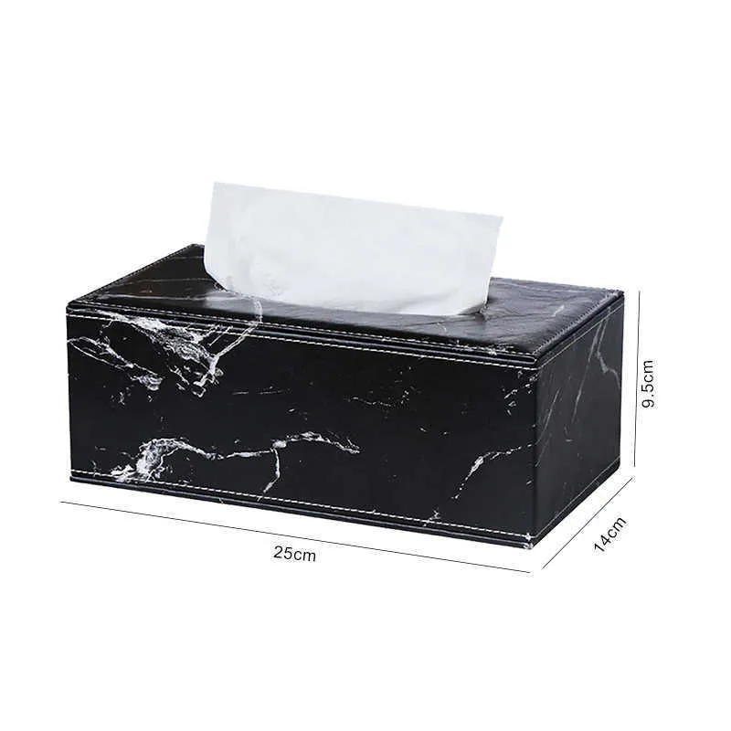 Marmurowy wzór Prostokątny Skórzany Tissue Box Pokrywa Uchwyt El Dresser Light Luxury Business Office Dining 210818