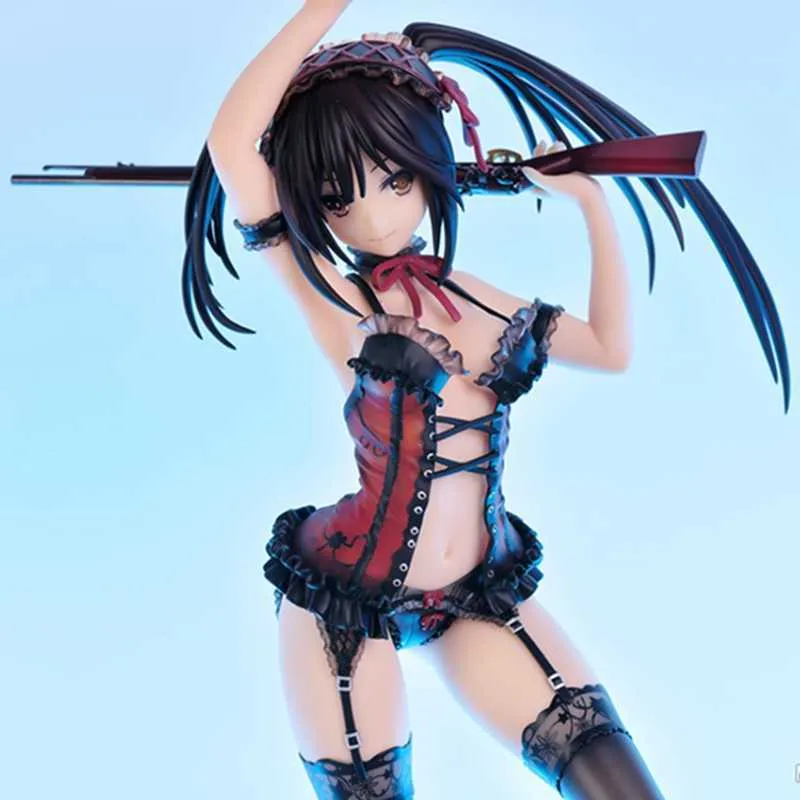 Anime Game Character Tokisaki Kuzou Action Model Figur Handmased Toy Black Red Lace Suit Model Room Decoration Sticker G09113504221