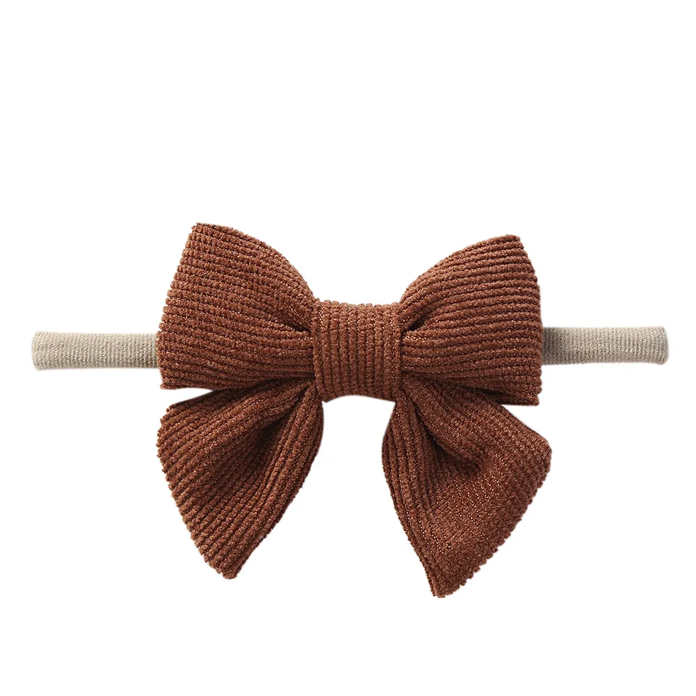 Solid Corduroy Bow Topknot Nylon Hair Bands Elastic Baby Headband Newborn Boys Girls Hair Accessories