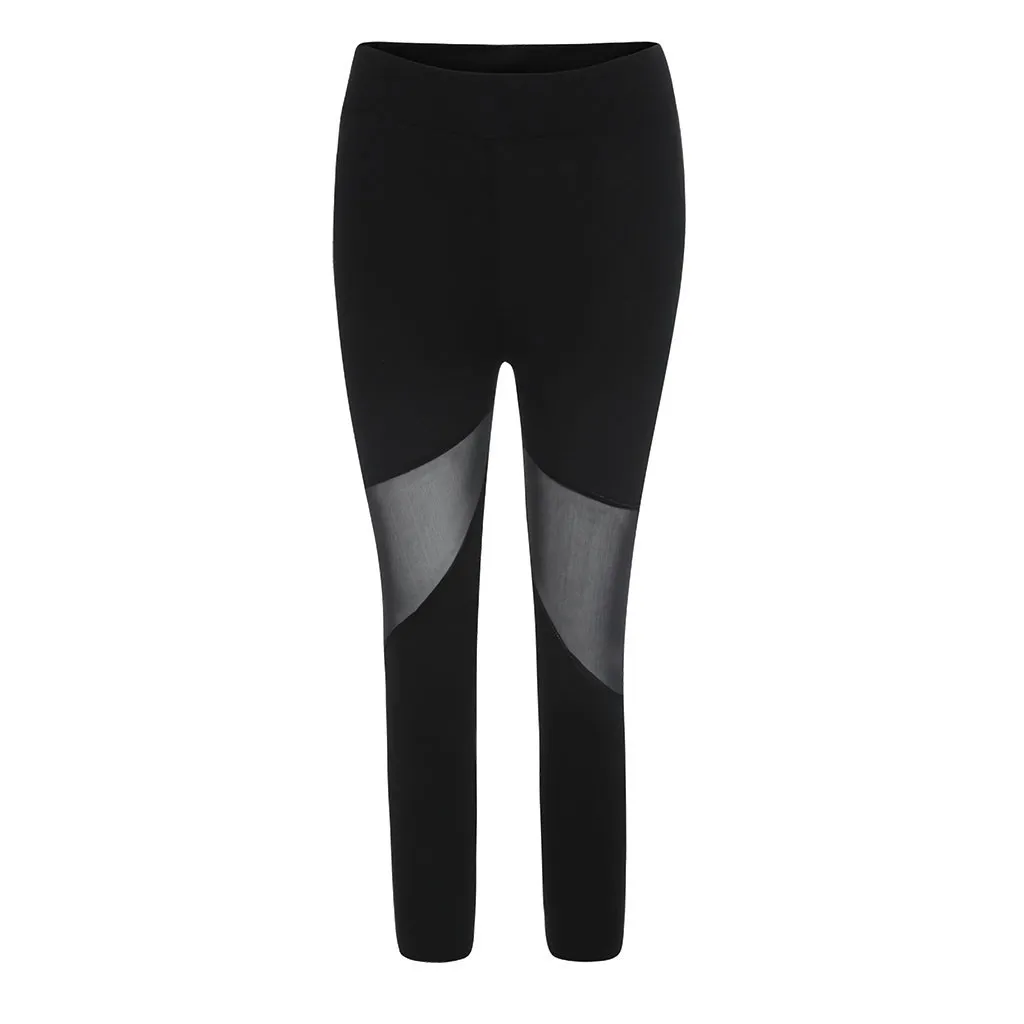 Kvinnor sport leggings mode mesh patchwork höga midja byxor solid gym push up byxor plus storlek kvinnlig löpande leggings 210422