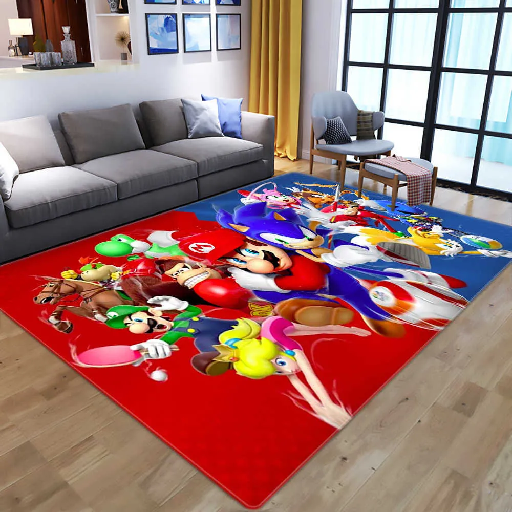 3D 프린트 카펫 애니메이션 게이머 컨트롤러 깔개 만화 키즈 침실 놀이 바닥 매트 거실 카펫 야외 소년 러그 210626