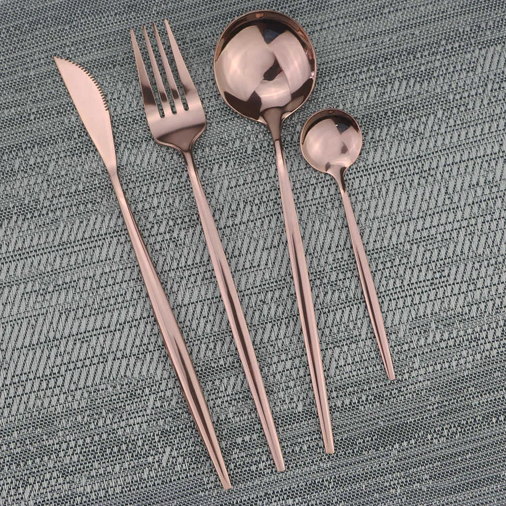 Rose Gold en acier inoxydable Ensemble de vaisselle ouest pour dîner Western Sleewware Cutlery Lnife Spoon Fork Table Vide-Table X0703309T