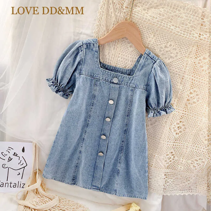 Amore DDMM Girls Princess Dresses estate abbigliamento bambini bottoni comodo Denim Dress bambini Abbigliamento Abbigliamento Costume 210715