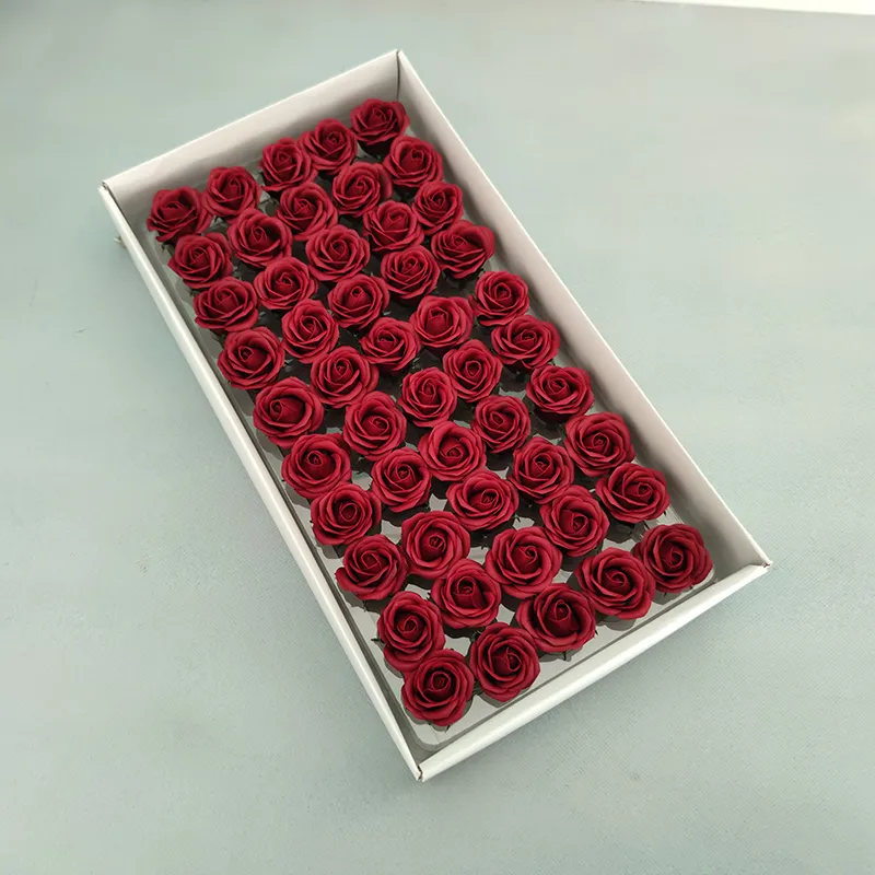 Billiga 50st MINI SOAP Rose Heads Romantic Wedding Valentine's Day Present DIY Wedding Bouquet Home Decoration Hand Flower Art 2,5cm