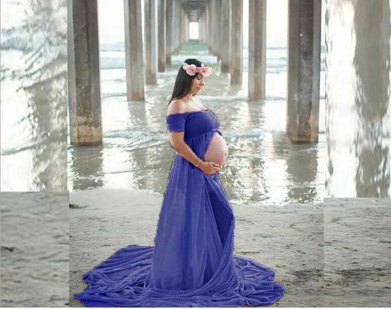 Robes de maternité roses sexy pour séance photo en mousseline de soie robe de grossesse photographie robes à manches courtes pour les femmes enceintes vêtements Q0713