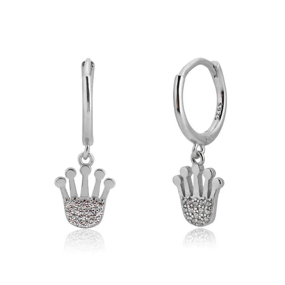 Andywen 925 Sterling Silver Hamsa Hand Drop Earring Piercing Ohrringe Smycken för Rock Punk Kvinnor Party Juveler Lyx Zircon CZ 210608