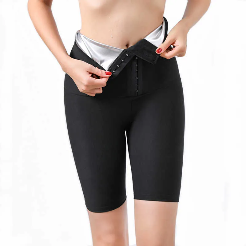 Pantaloni da sauna il sudore Body Shaper Pantaloni dimagranti Pantaloncini termici Shapewear Allenatore la vita Controllo della pancia Leggings il fitness Tute da allenamento 210708