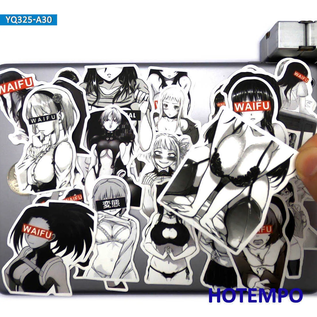 30 pz Sexy Anime Girls Nero Bianco Manga Otaku Waifu Telefono Laptop Adesivi auto notebook Skateboard Moto Bike Sticker Ca2155