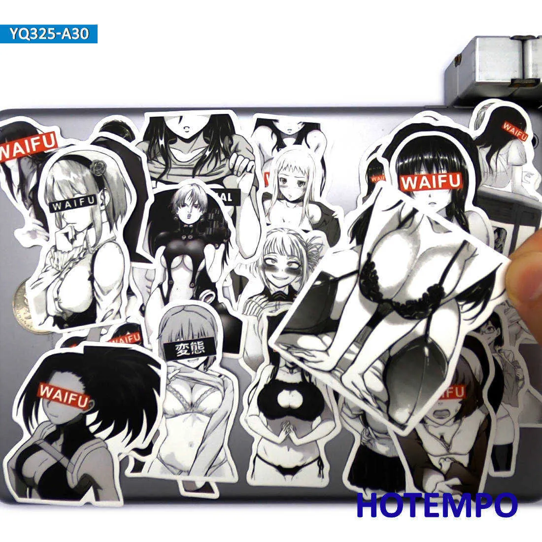 30 Stück Sexy Anime Mädchen Schwarz Weiß Manga Otaku Waifu Telefon Laptop Auto Aufkleber für Notebooks Skateboard Motorrad Fahrrad Aufkleber Ca307C