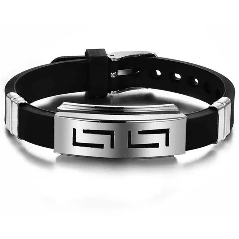 2020 Explosion modèles mode bracelet hommes Bracelets Bracelets en caoutchouc acier inoxydable Punk Silicone noir femmes corde chaîne à la mode