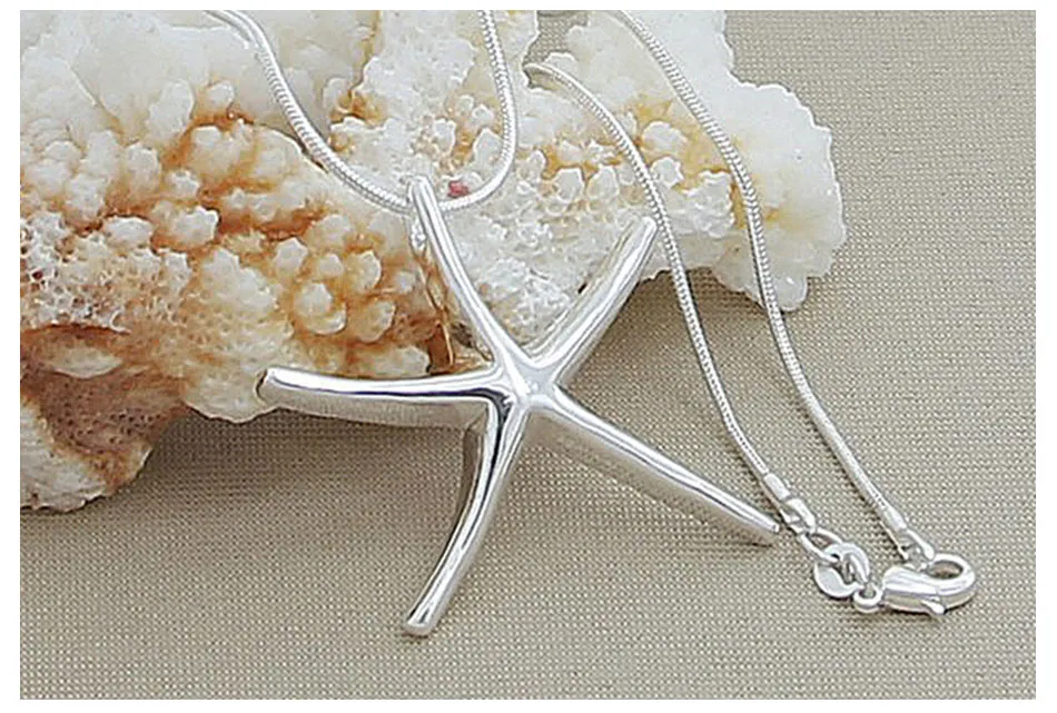 925 Correntes de Sray Snake Chains Starfish Pingentes Colar de moda jóias para mulheres