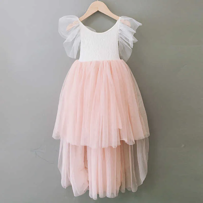 Atacado vintage menina bebê de alta laço de laço vestido para crianças princesa ruffles tutu tutu childern vestido de sereia 210529