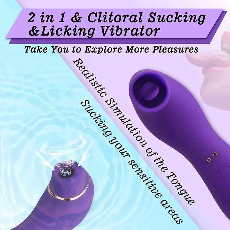 Clitoral Sucking Vibrator 2 w 1 G Spot Clit Lizanie Stymulator Stymulator Waginal Massager Doustne Sex Zabawki dla kobiet Couples 0216
