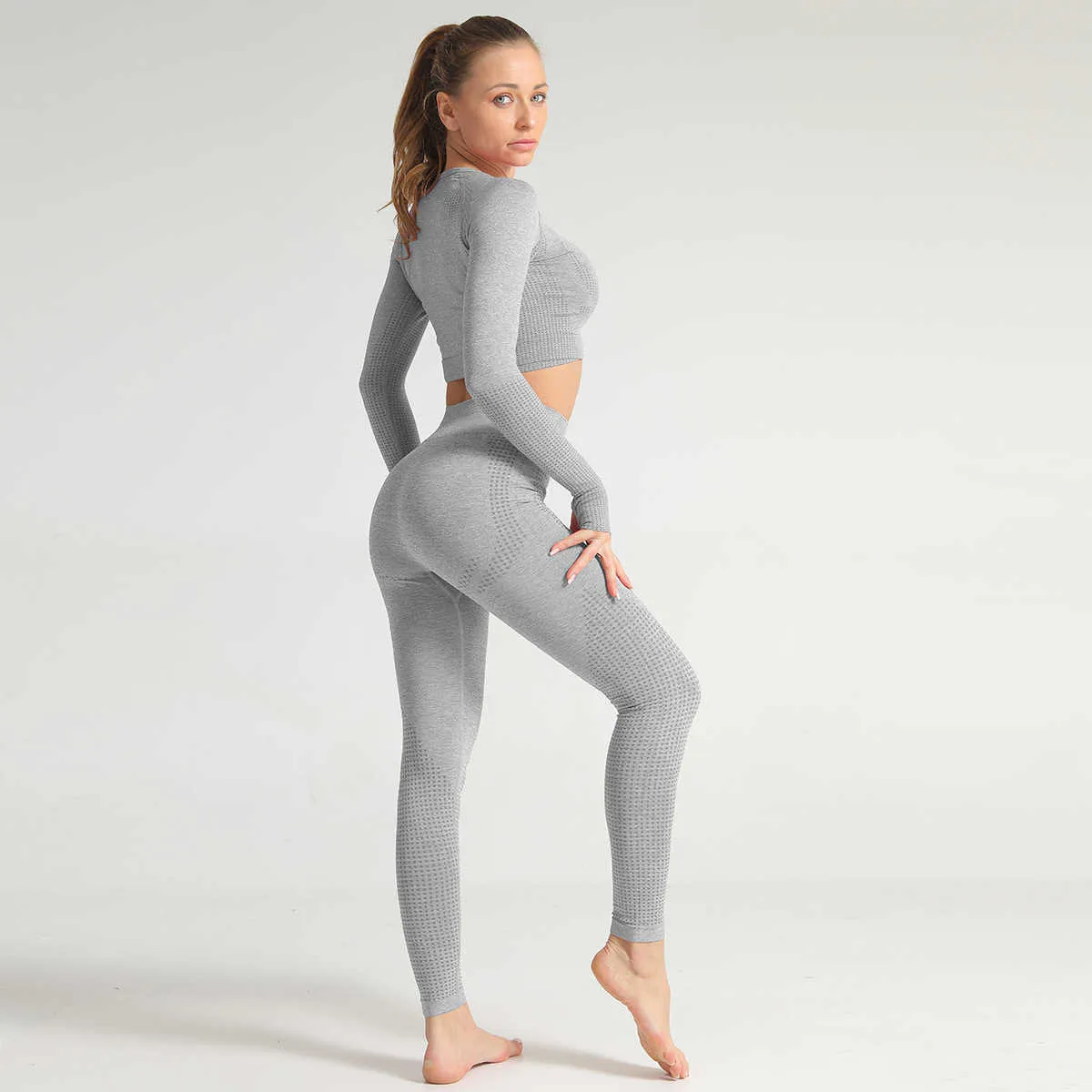 Frleisure Fitness Leggings Набор бесшовные тренажерный зал Одежда для женщин тренировки спортивная одежда женский толчок у легинов Dropher 210925