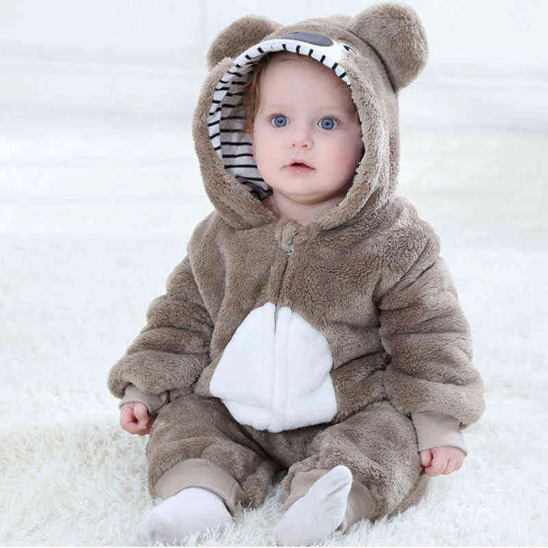 Baby RomperToddler Boy Girl Koala Costume Kawaii Cute Warm Tutina nato Infant Animal Tuta Abbigliamento invernale Kigurumis Pigiama 211229